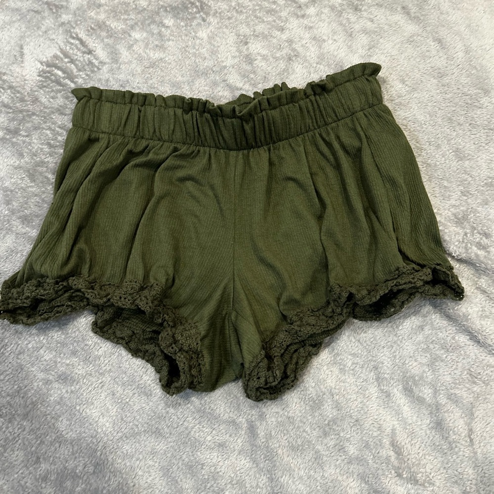 No Boundaries Sage Green Ruffled Shorts